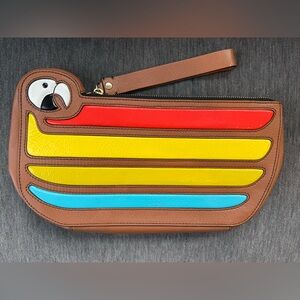 Kate Spate Macaw Parrot Leather Clutch